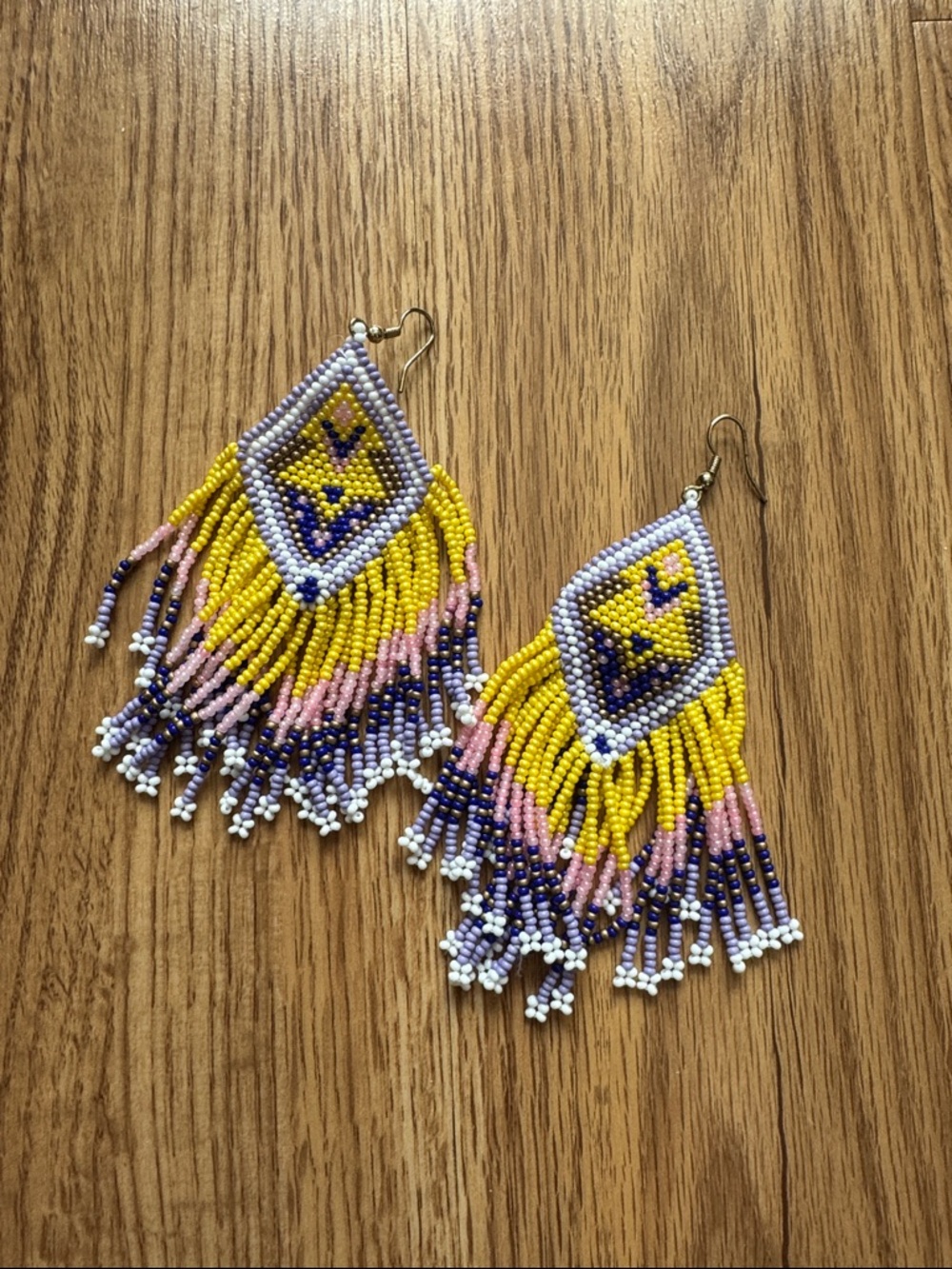 Francesca's Collections Yellow, Purple & Pink Beaded Fringe Earrings